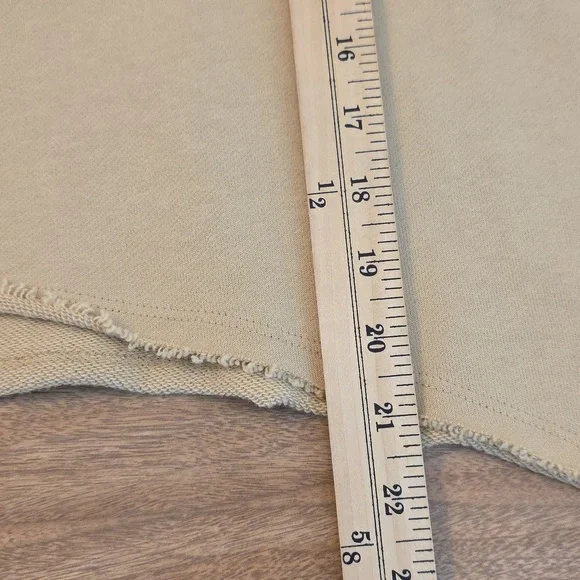 Ces Femme Oversized Cropped Sweatshirt Tan Blue Denim Block Sleeves Small - Picture 12 of 15